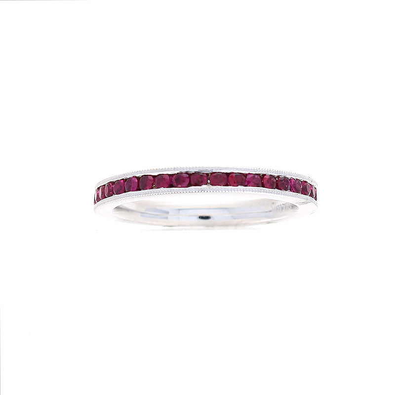 Ladies 18kt White Gold 0.76cts Ruby Wedding Band By Simon G