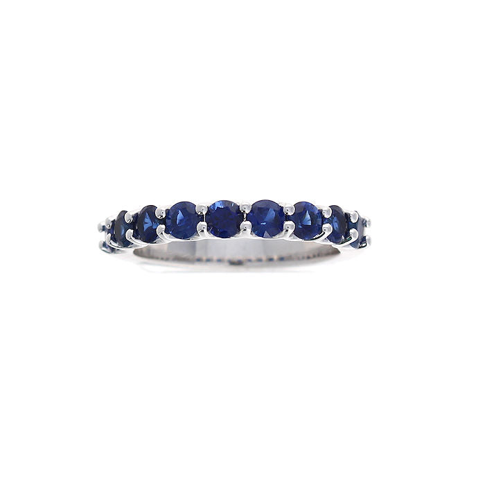 Ladies 14kt White Gold 1.23cts Blue Sapphire Wedding Band