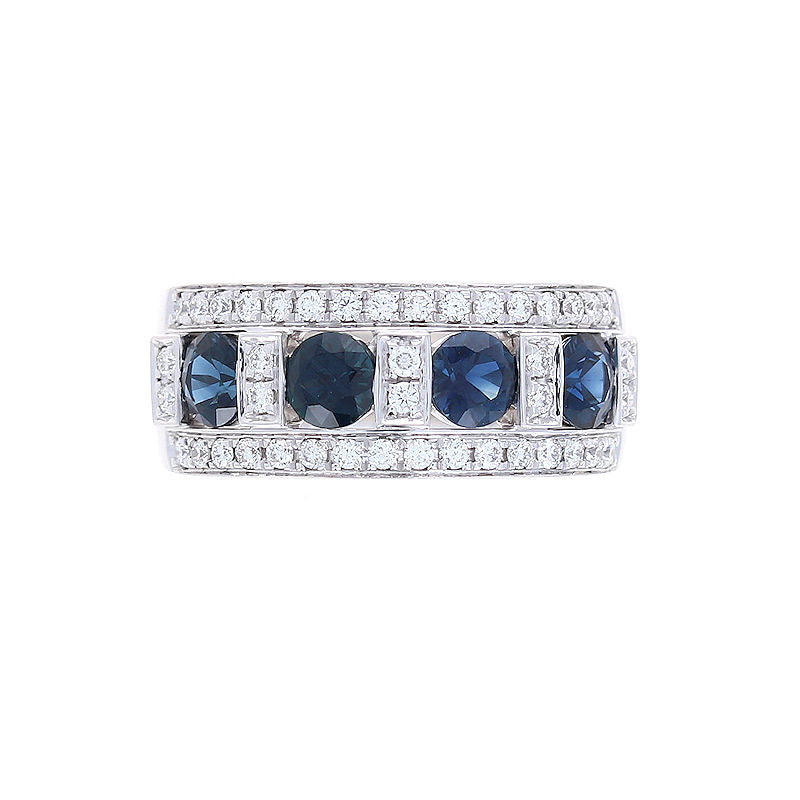 Ladies 14kt White Gold 1.25cts Sapphire and 0.35cts Diamond Wedding Band