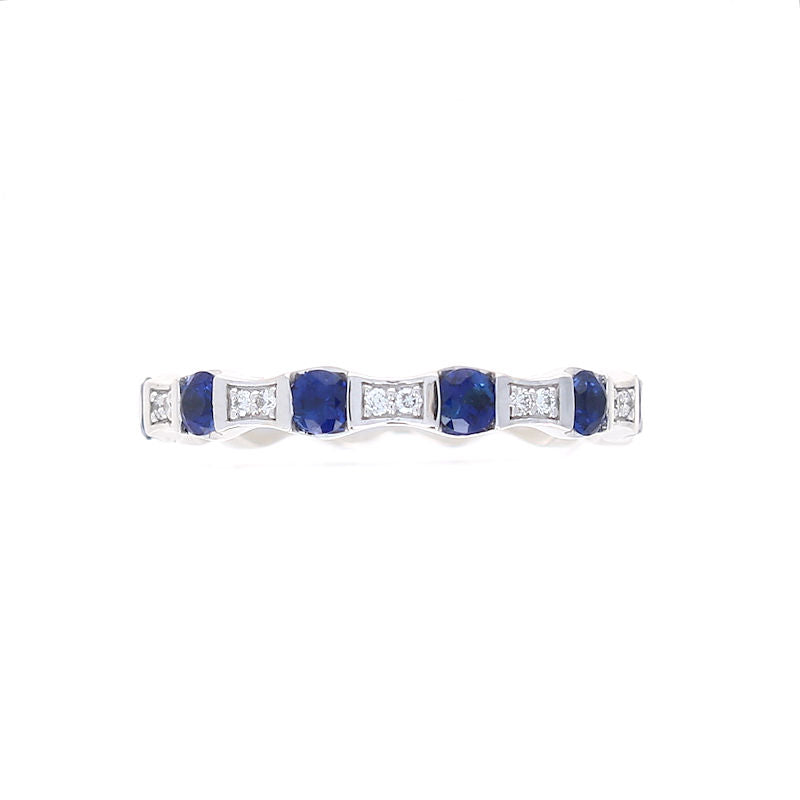 Ladies 14kt White Gold 0.50cts Sapphire and 0.05cts Diamond Wedding Band