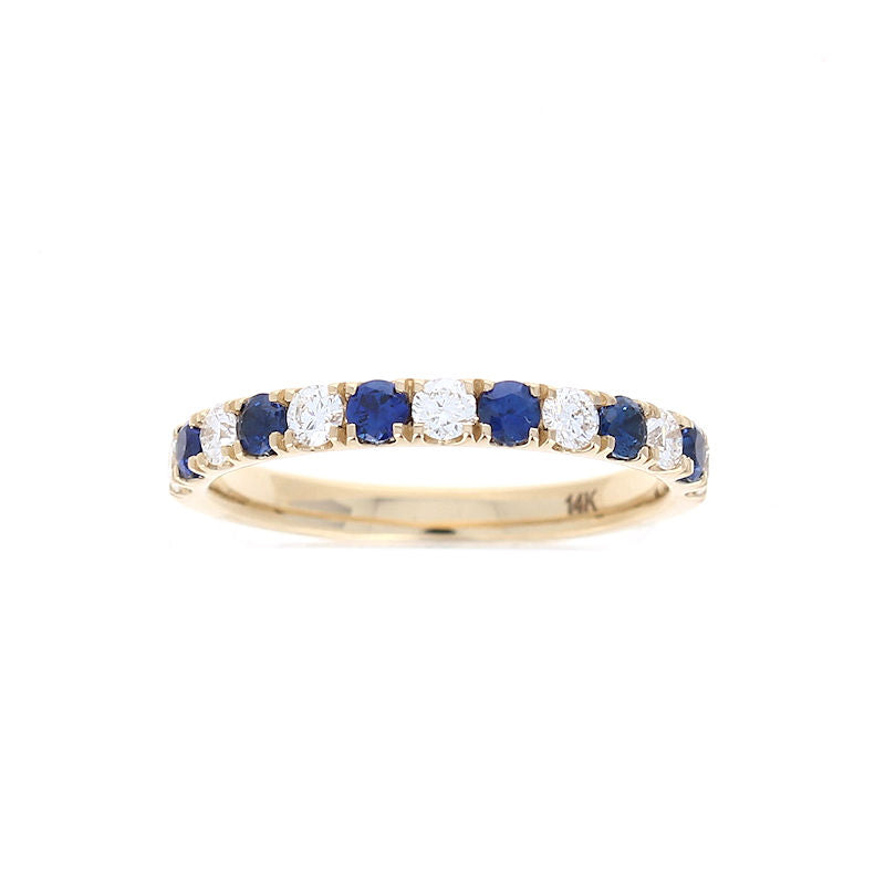 Ladies 14kt Yellow Gold 0.34cts Sapphire and 0.31cts Diamond Wedding Band