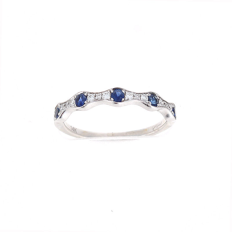 Ladies 14kt White Gold 0.20cts Sapphire and 0.09cts Diamond Wedding Band