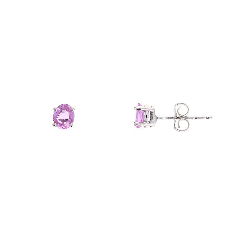 Ladies 14kt White Gold 1.00ct Pink Sapphire Earrings
