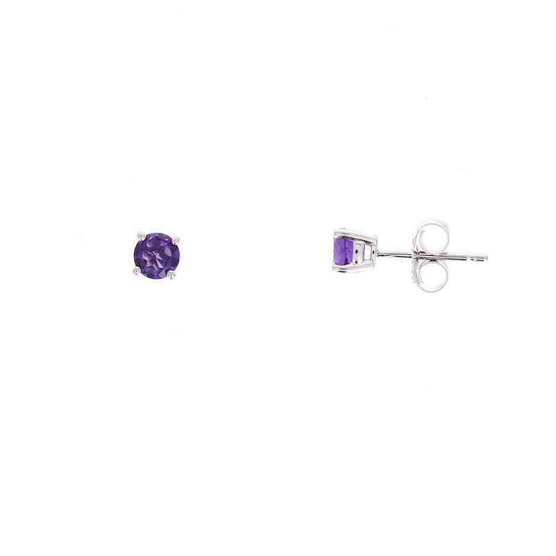 Ladies 14kt White Gold 4mm Amethyst Earrings