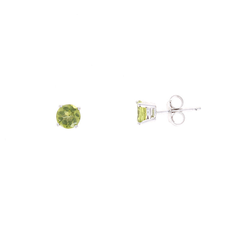 Ladies 14kt White Gold 5mm Peridot Earrings