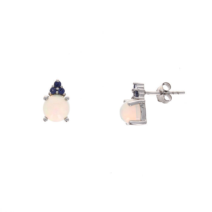 Ladies 14kt White Gold 1.52cts Opal and 0.09cts Iolite Earrings