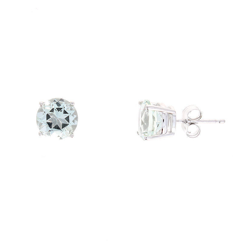 Ladies 14kt White Gold Green Quartz Stud Earring
