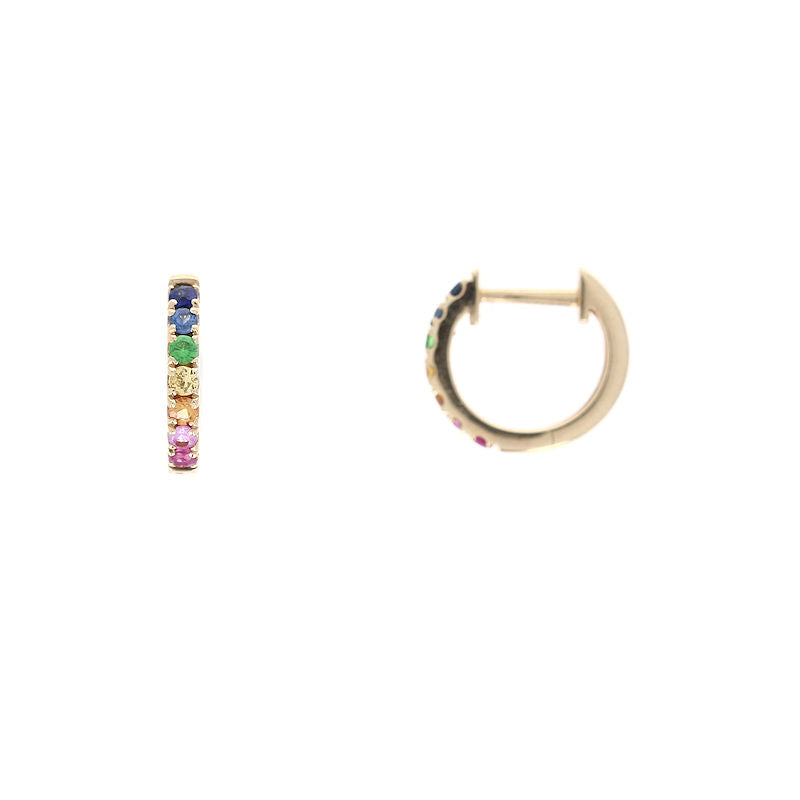 Ladies 14kt Yellow Gold 0.33cts Multicolored Sapphire and Emerald Earrings