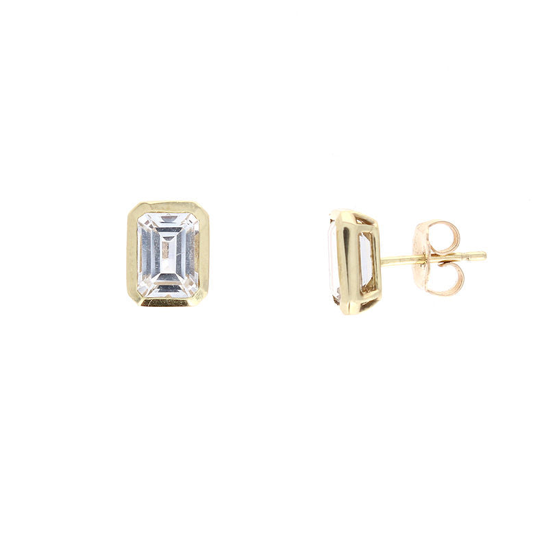 Ladies 14kt Yellow Gold 2.56cts White Topaz Earrings