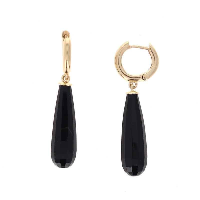 Ladies 14kt Yellow Gold Black Onyx Earrings