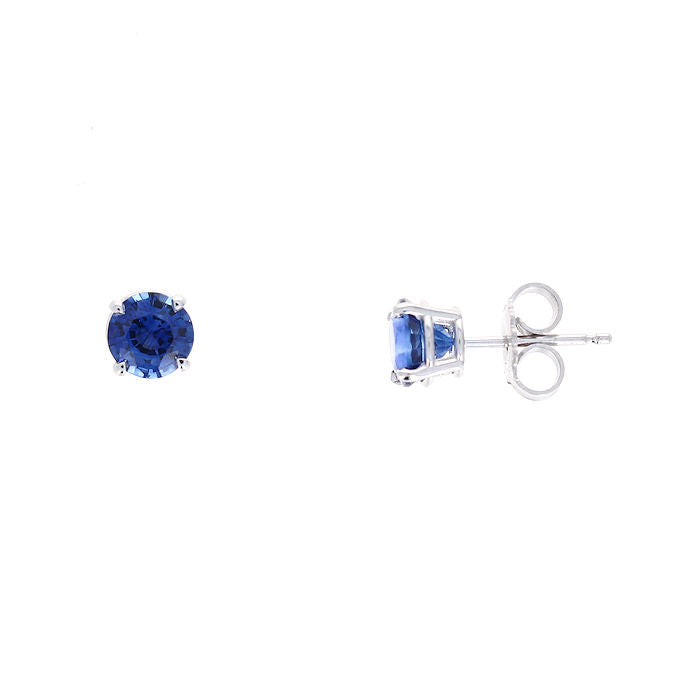 Ladies 14kt White Gold 1.66cts Blue Sapphire Stud Earrings