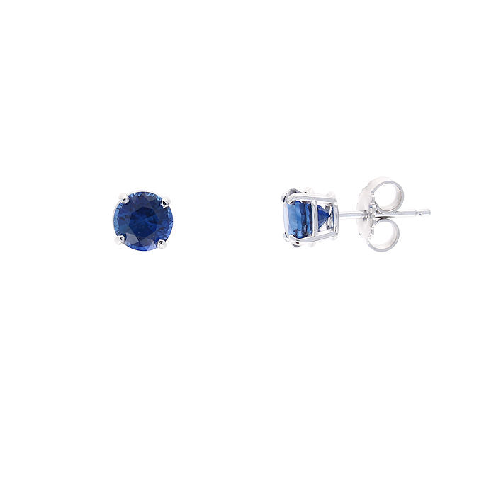 Laides 14kt White Gold 2.10cts Blue Sapphire Stud Earrings