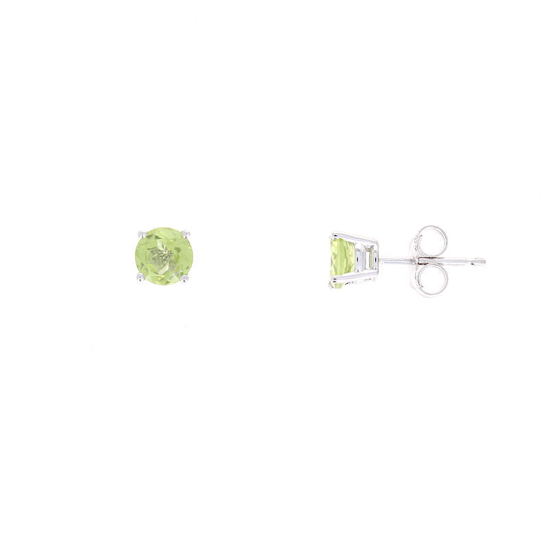 Ladies 14kt White Gold 5mm Peridot Earrings