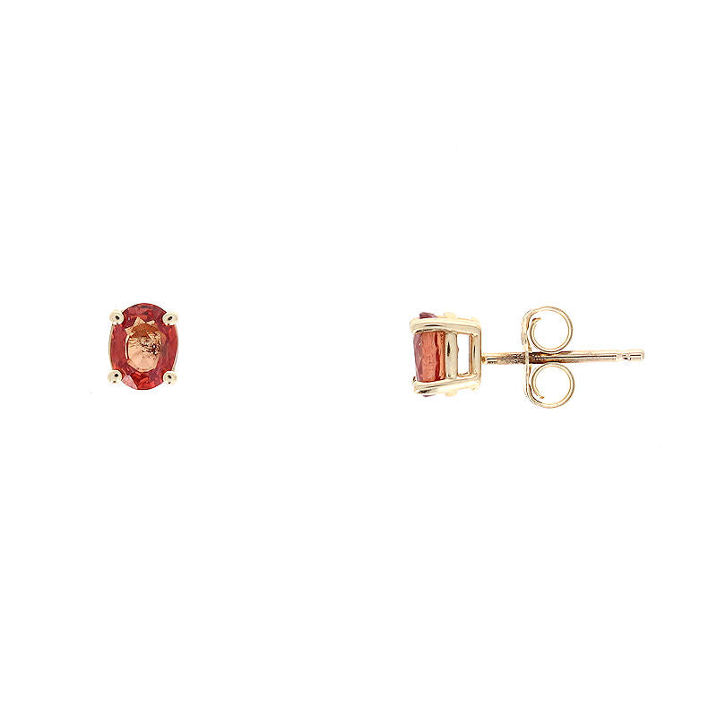 Ladies 14kt Yellow Gold 0.80cts Orange Sapphire Earrings