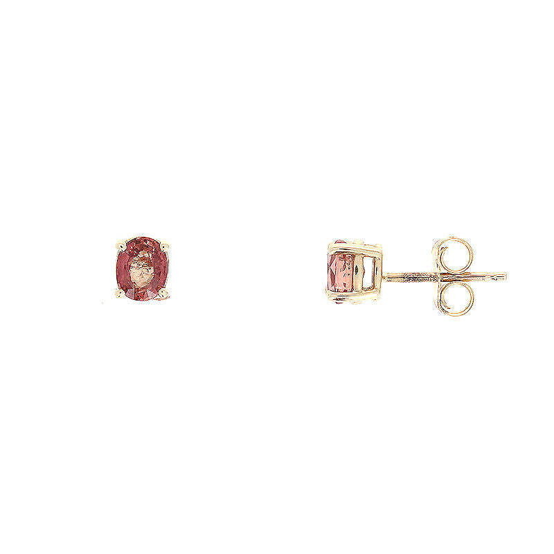 Ladies 14kt Yellow Gold 0.80cts Orange Sapphire Earrings