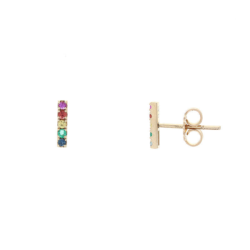 Ladies 14kt Yellow Gold 0.22cts Multi Color Sapphire and Emerald Earrings