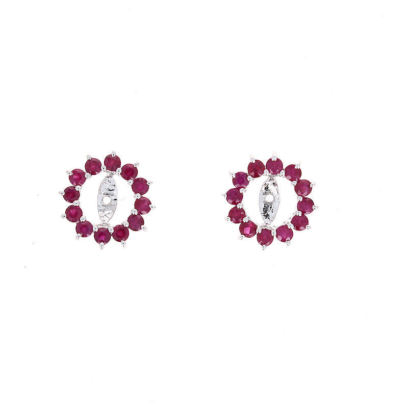Ladies 14kt White Gold 1.05cts Ruby Jacket Earrings