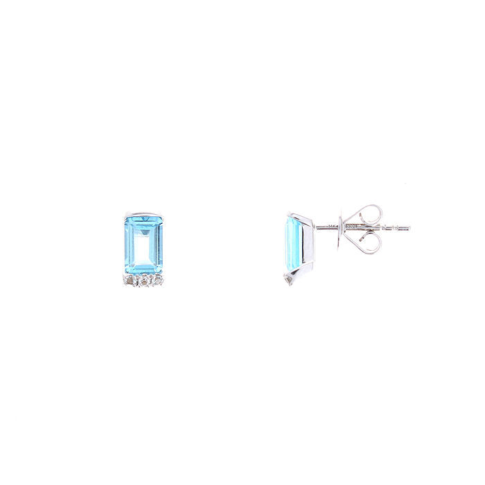 Ladies 14kt White Gold 1.38cts Blue Topaz and White Topaz Earrings