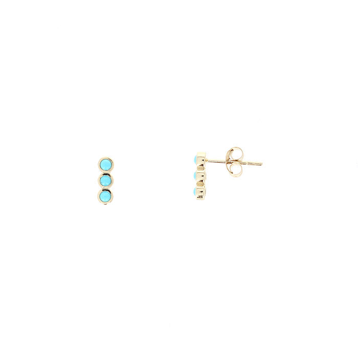 Ladies 14kt Yellow Gold 0.25cts Turquoise Earrings