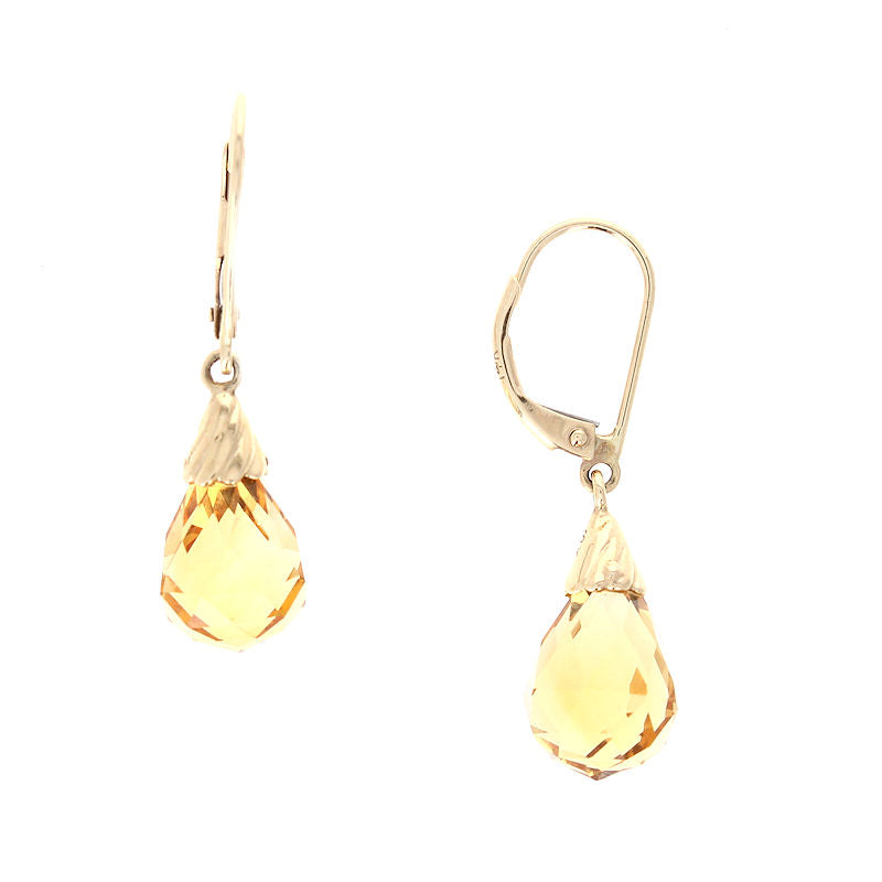 Ladies 14kt Yellow Gold Citrine Earrings