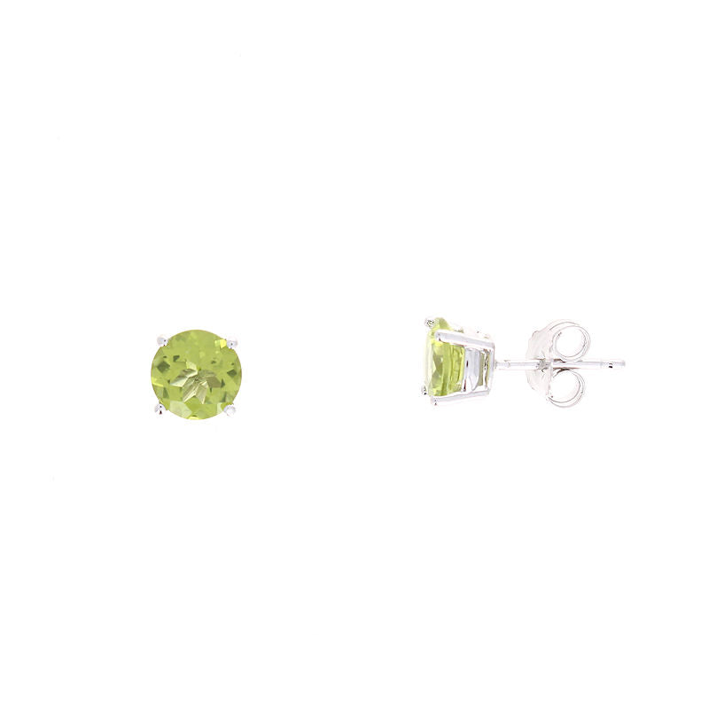 Ladies 14kt White Gold 6mm Peridot Earrings