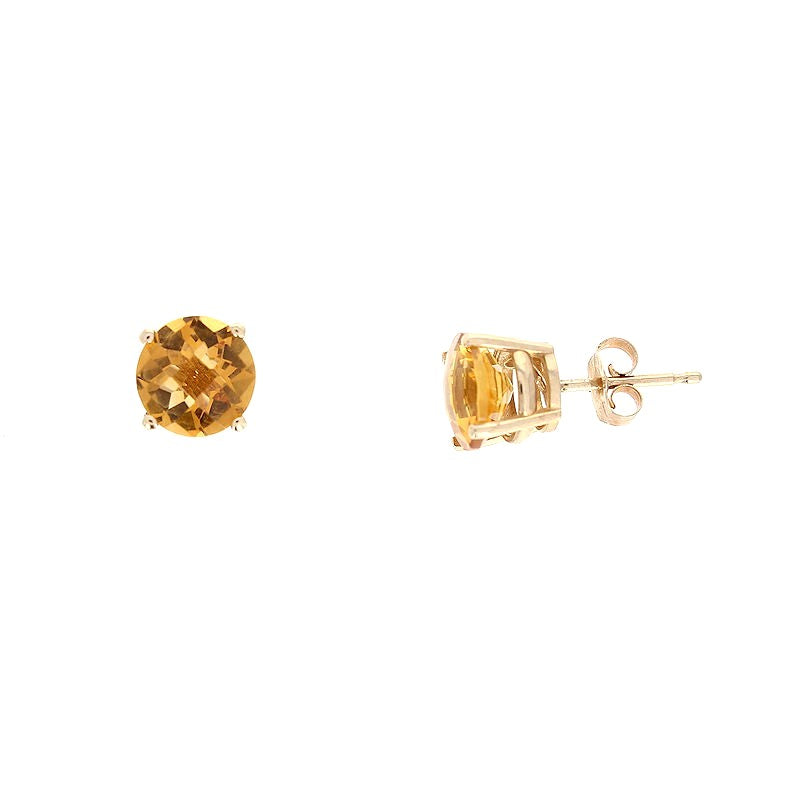 Ladies 14kt Yellow Gold 2.50cts Round Citrine Earrings