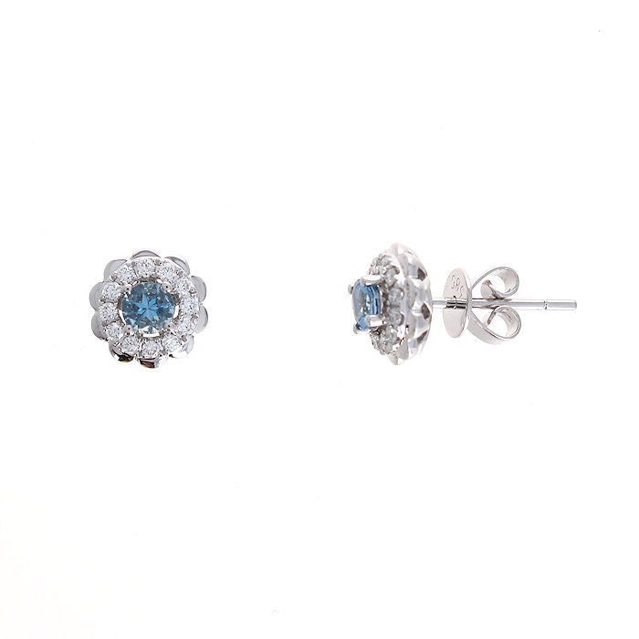Ladies 14kt White Gold 0.36cts Aquamarine and 0.20cts Diamond Earrings