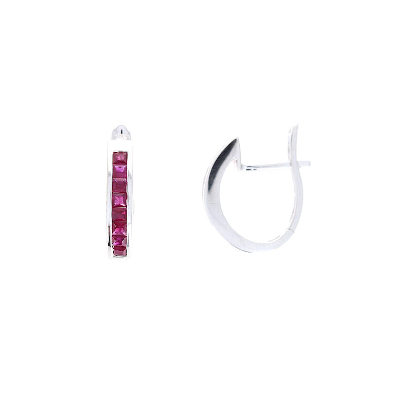 Ladies 14kt White Gold 0.71cts Ruby Earrings