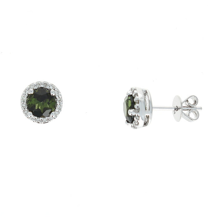 Ladies 14kt White Gold 1.12cts Tourmaline and 0.14cts Diamond Earrings