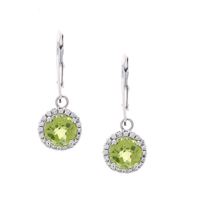 Ladies 14kt White Gold 2.62cts Peridot and Diamond Earrings