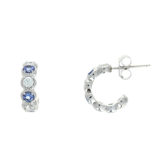 Ladies 14kt White Gold 0.42cts Tanzanite and 0.49cts Diamond Earrings