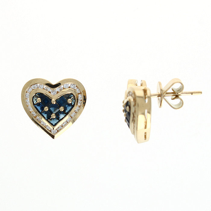 Ladies 14kt Yellow Gold 0.70cts Sapphire and 0.48cts Diamond Earrings