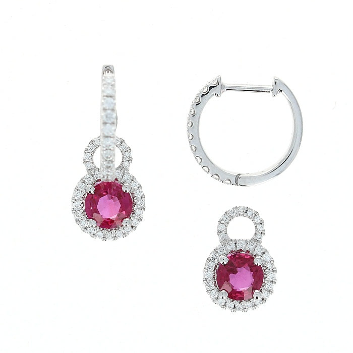 Ladies 18kt White Gold 1.12cts Ruby and 0.44cts Diamond Earrings By Simon G