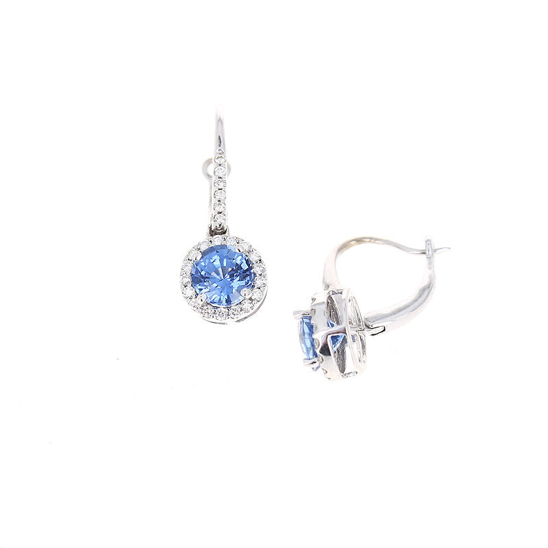 Ladies 14kt White Gold 2.34cts Sapphire and 0.24cts Diamond Earrings