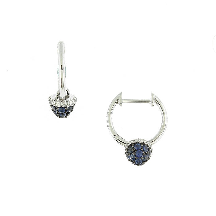 Ladies 14kt White Gold 0.69cts Blue Sapphire and 0.13cts Diamond Earrings