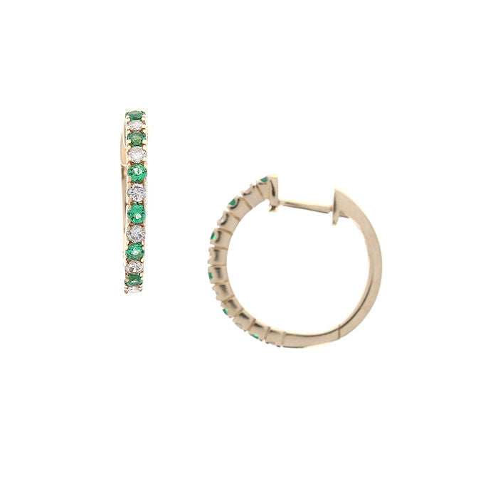 Ladies 14kt Yellow Gold 0.23cts Emerald and 0.20cts Diamond Earrings