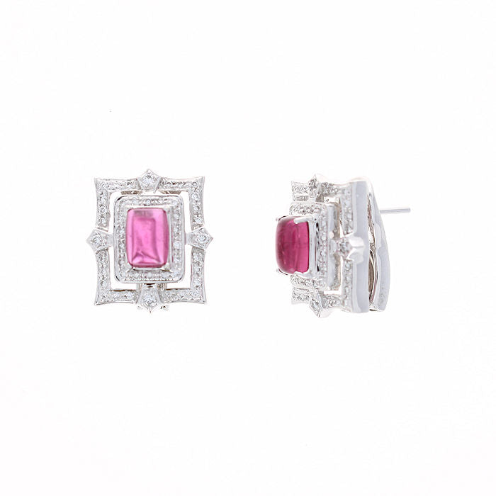Ladies 18kt White Gold 2.00cts Tourmaline and 0.54cts Diamond Earrings