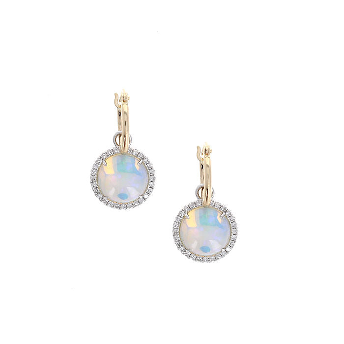 Ladies 14kt Two Tone 3.34cts Opal and 0.35cts Diamond Earrings