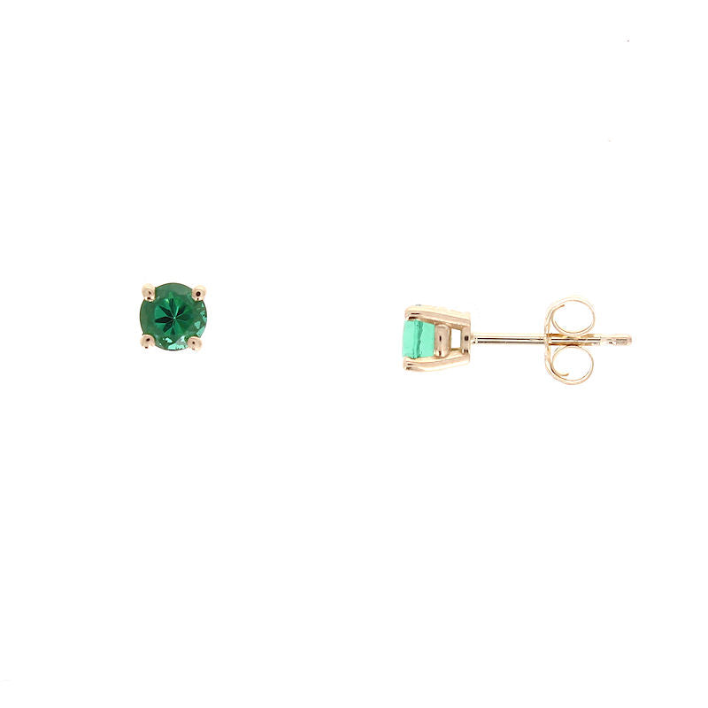 Ladies 14kt Yellow Gold 4mm Helenite Stud Earrings