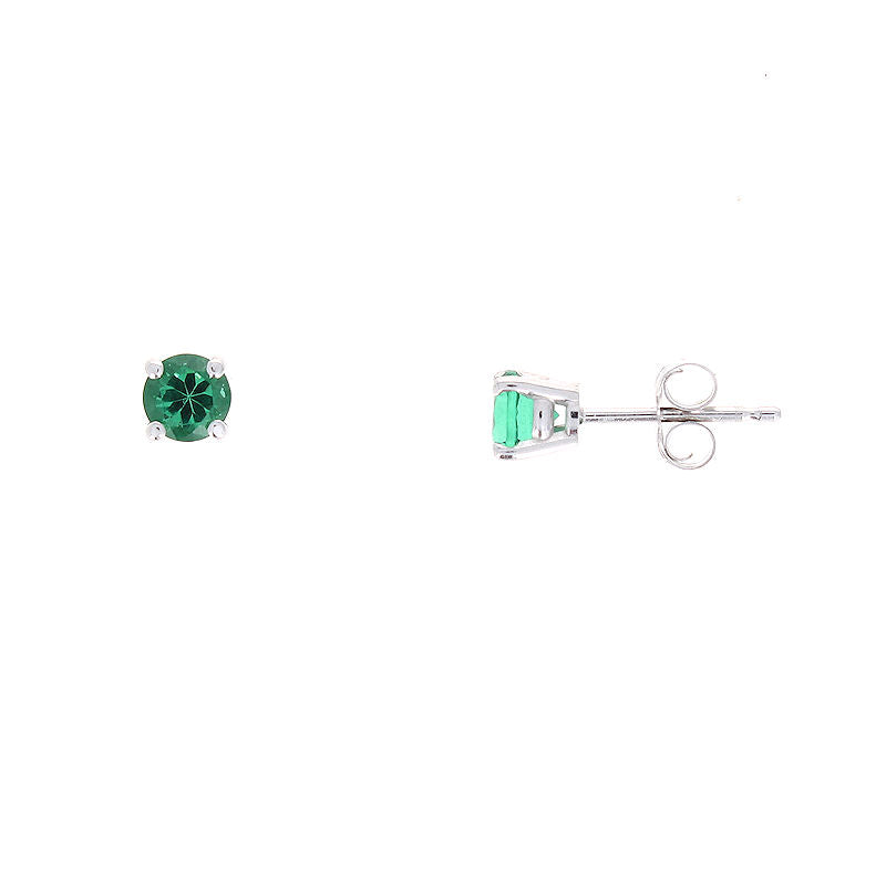 Ladies 14kt White Gold 4mm Helenite Stud Earrings