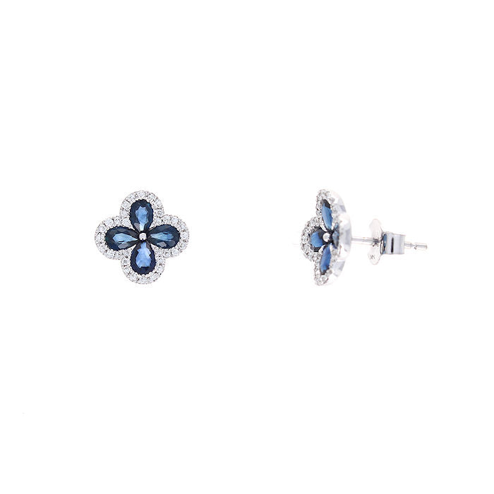 Ladies 14kt White Gold 1.75cts Sapphire and 0.21cts Diamond Earrings