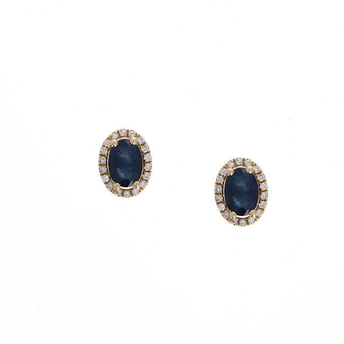 Ladies 14k Yellow Gold 2.00cts Sapphire and 0.19cts Diamond Earrings