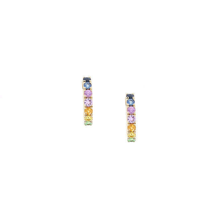 Ladies 14kt Yellow Gold 1.10ct Multi-Colored Sapphire Earrings