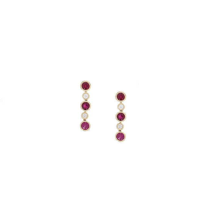 Ladies 14kt Yellow Gold 0.60ct Ruby and Diamond Earrings