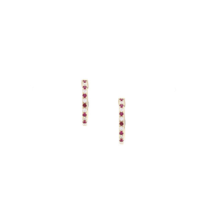 Ladies 14kt Yellow Gold 0.15cts Ruby and 0.12cts Diamond Earrings