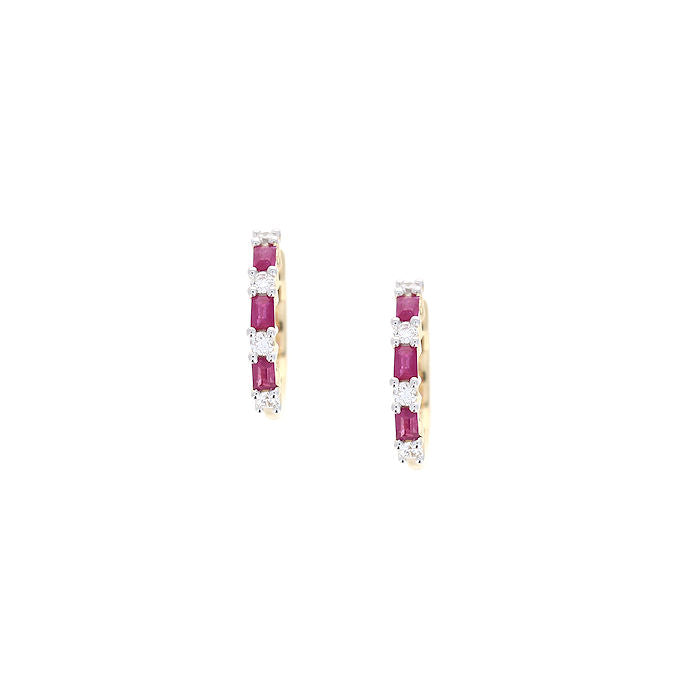 Ladies 14kt Yellow Gold 0.33ct Ruby and 0.20cts Diamond Earrings