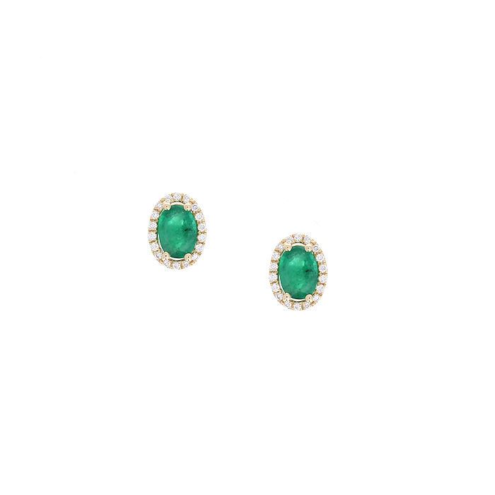 Ladies 14kt Yellow Gold 1.40cts Emerald and 0.19cts Diamond Earrings