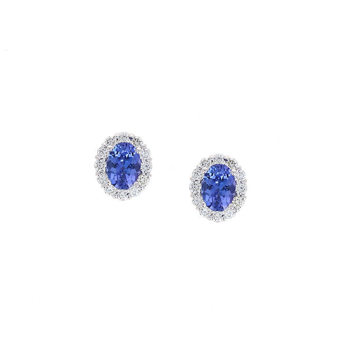 Ladies 14kt White Gold 1.65cts Tanzanite and 0.60cts Diamond Earrings