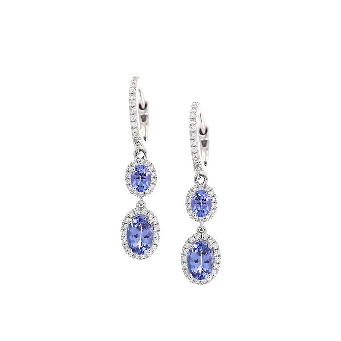 Ladies 14kt White Gold 1.28cts Tanzanite and Diamond Earrings