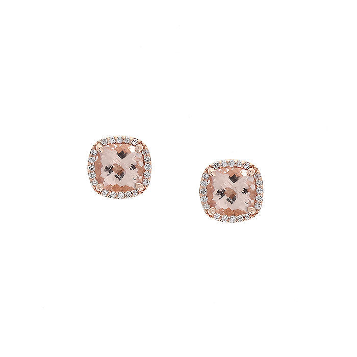 Ladies 14kt Rose Gold 2.60cts Morganite and Diamond Earrings